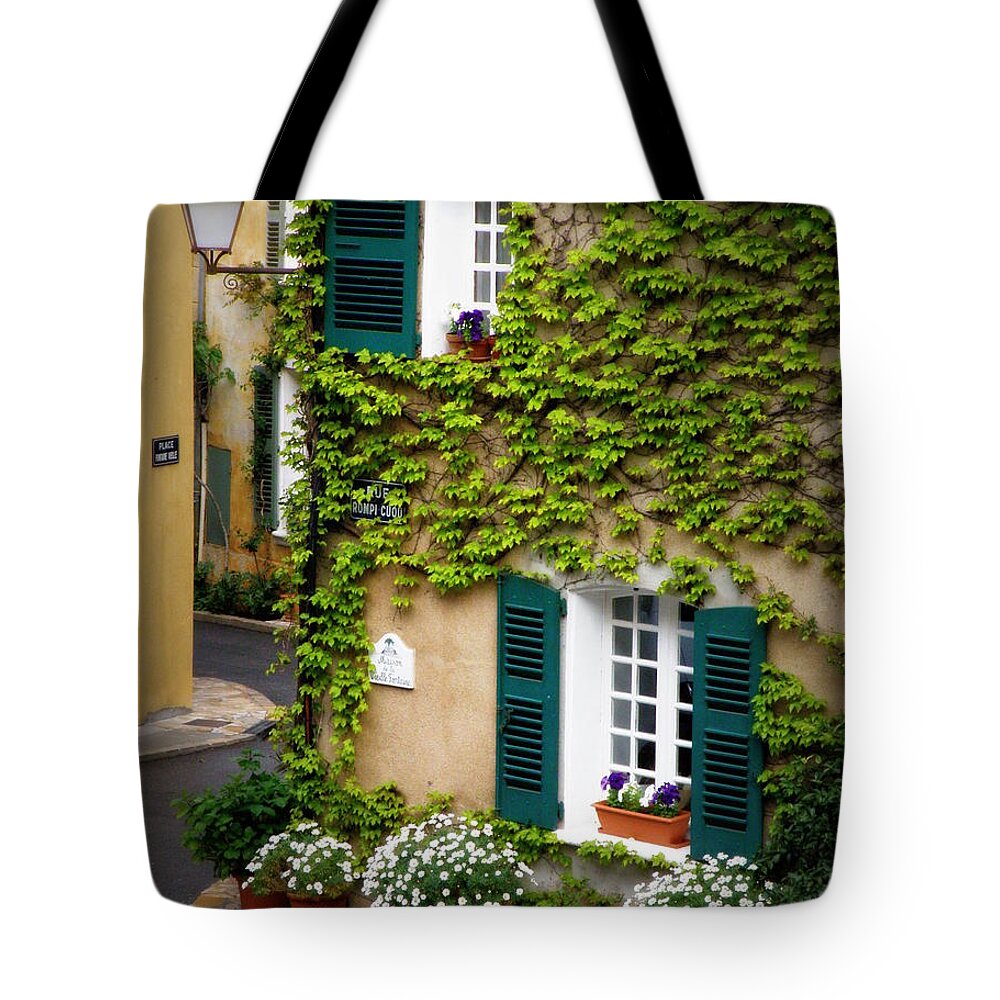 Street Scene Tote Bag featuring the photograph Springtime in Provence by Lainie Wrightson