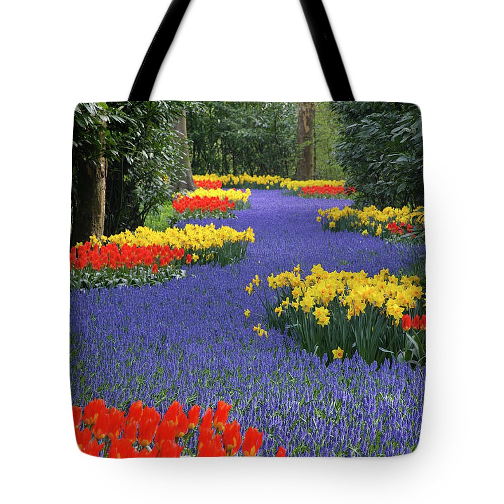 Netherlands Tote Bag featuring the photograph Springtime Keukenhof Gardens With by Manfred Gottschalk