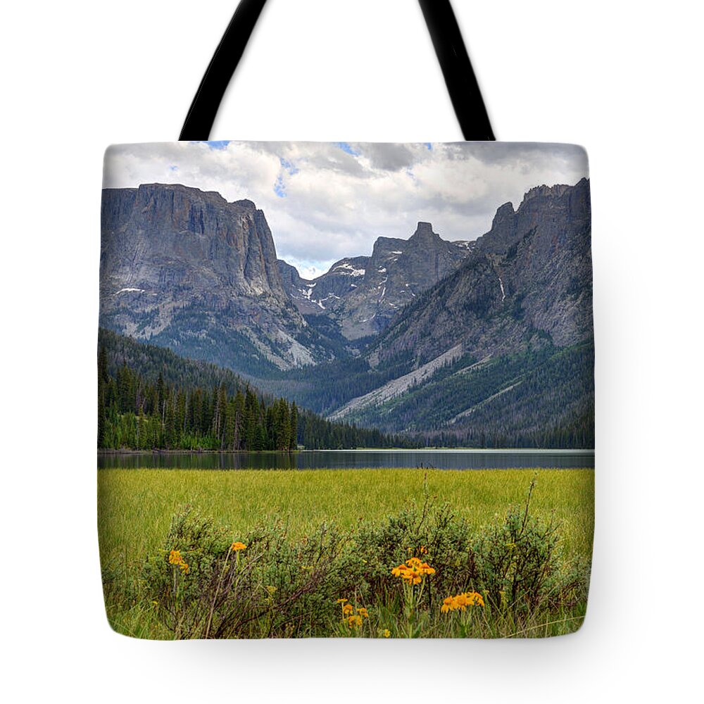 Wind River Range Tote Bag featuring the photograph Squaretop Mountain and Upper Green River Lake by Gary Whitton