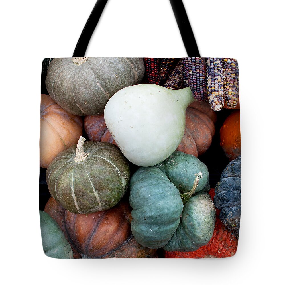 Farmer's Market Tote Bag featuring the photograph Squash Medley by Elizabeth Gray
