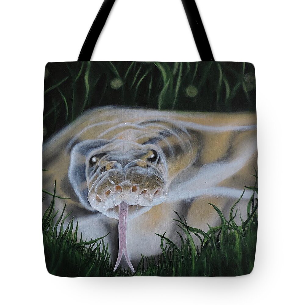 Reptiles Tote Bag featuring the painting Ssssmantha by Dianna Lewis