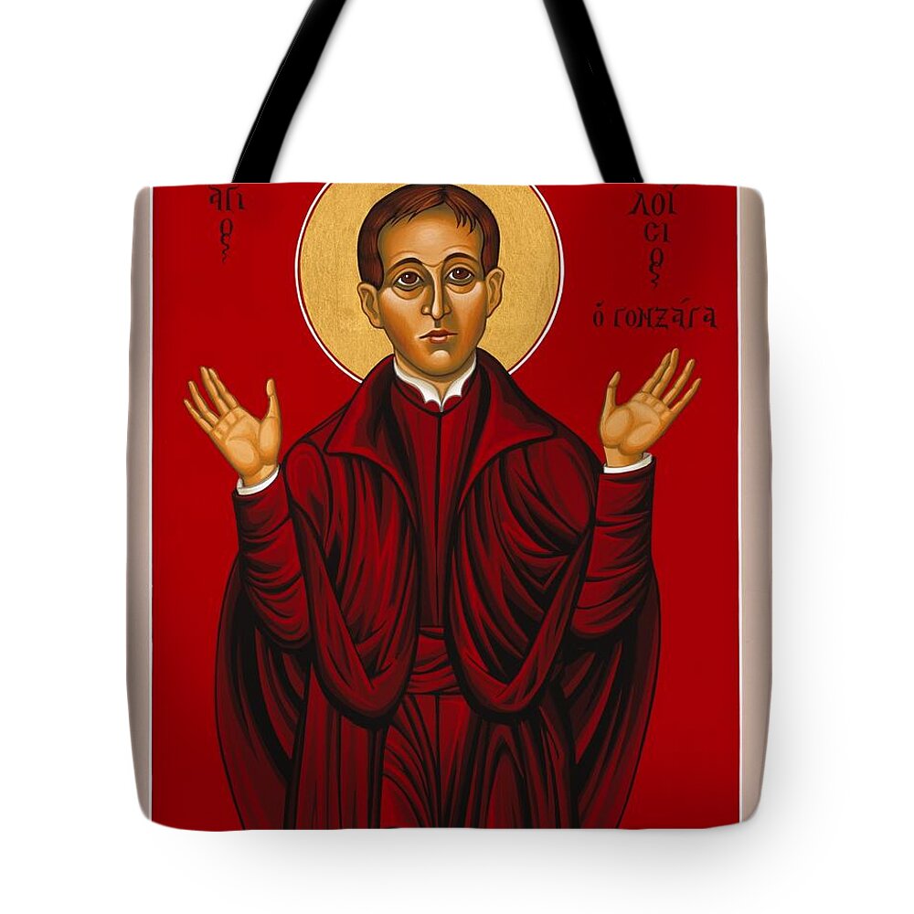 St. Aloysius Tote Bag featuring the painting St. Aloysius in the Fire of Prayer 020 by William Hart McNichols