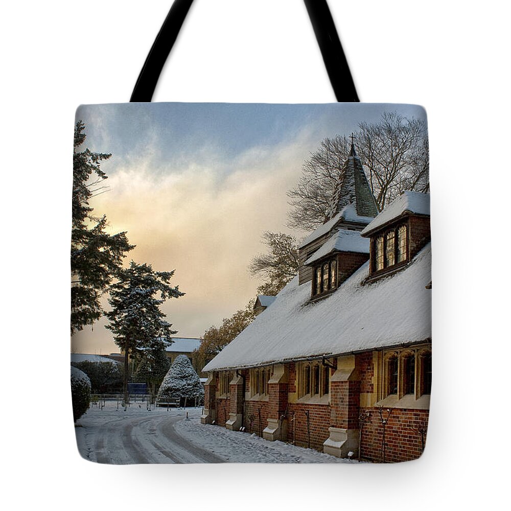 Shirley Mitchell Tote Bag featuring the photograph St Andrews church Surrey by Shirley Mitchell