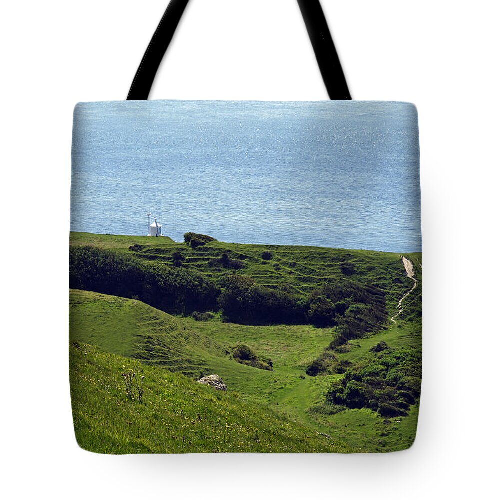 Britain Tote Bag featuring the photograph St Catherine's Point from Gore Cliff by Rod Johnson