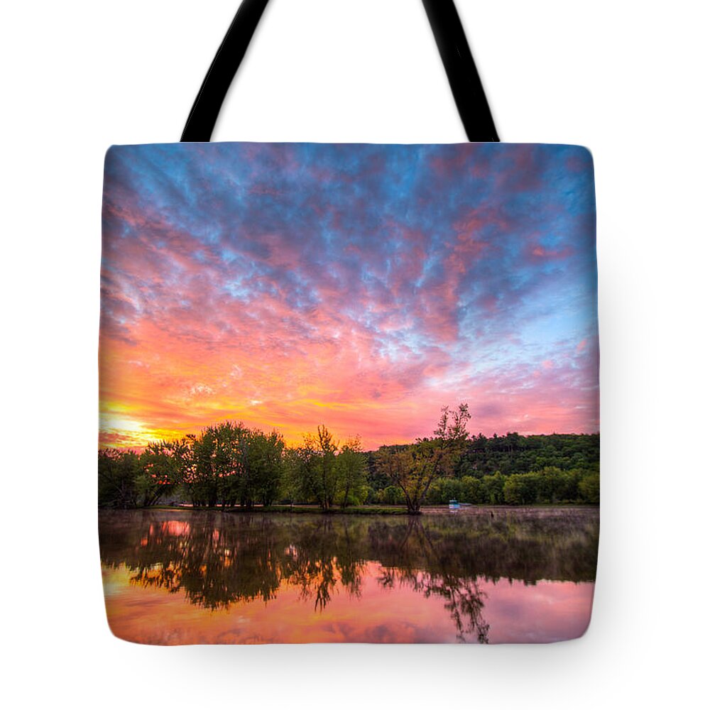 St. Croix River Tote Bag featuring the photograph St. Croix River at Dawn by Adam Mateo Fierro