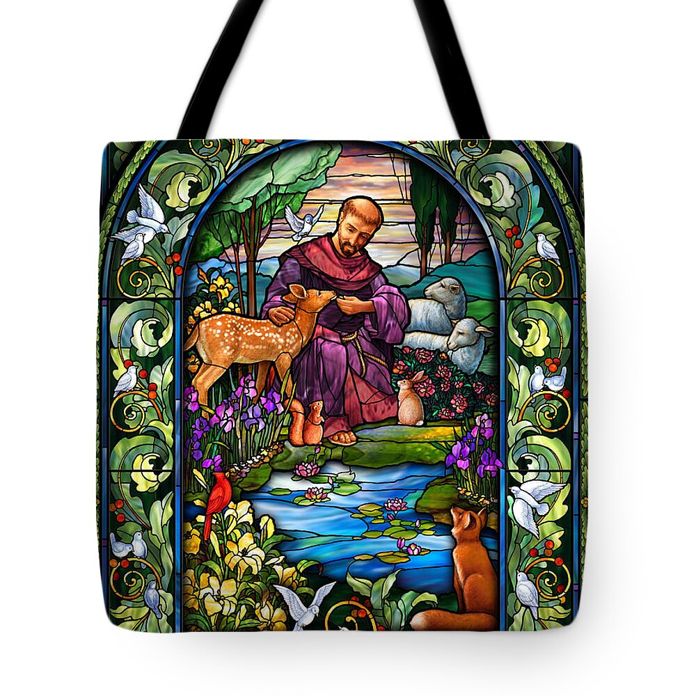 St. Francis Tote Bag featuring the digital art St. Francis of Assisi by Randy Wollenmann