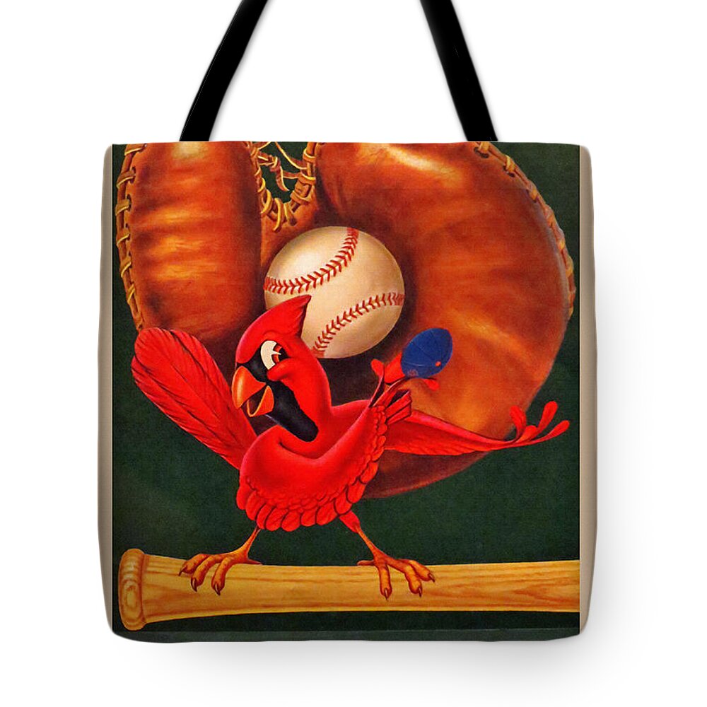 St. Louis Cardinals Tote Bag featuring the painting St. Louis Cardinals Vintage 1954 Scorecard by John Farr