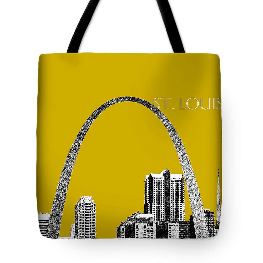 Architecture Tote Bag featuring the digital art St Louis Skyline Gateway Arch - Gold by DB Artist