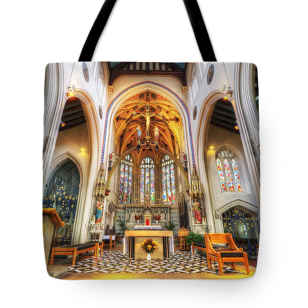 Yhun Suarez Tote Bag featuring the photograph St Mary's Catholic Church - The Altar by Yhun Suarez
