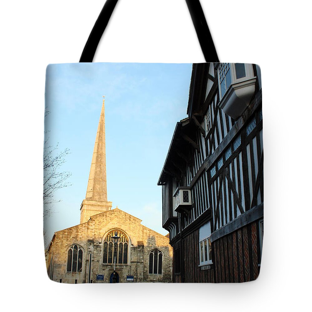Southampton Tote Bag featuring the photograph St Michael's Church and Tudor House Southampton by Terri Waters
