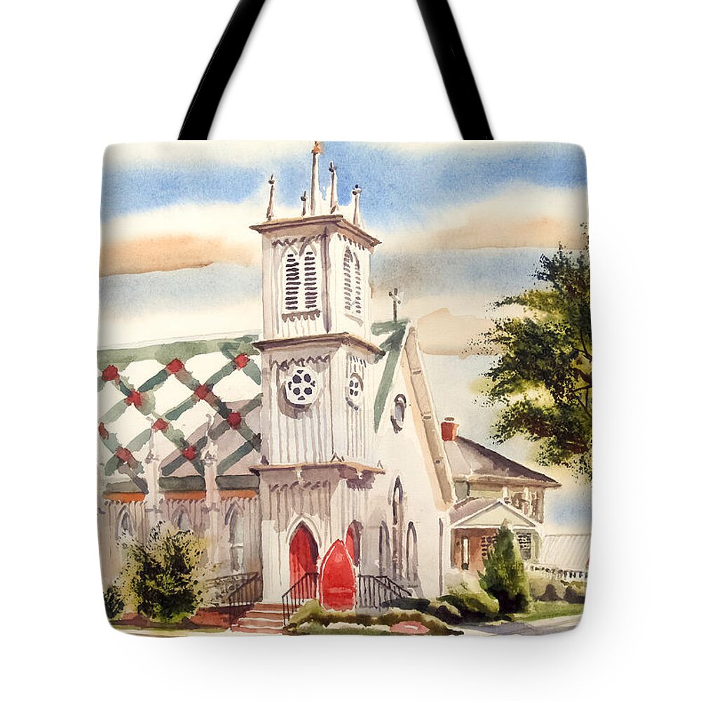 St. Pauls Episcopal Church Ii Tote Bag featuring the painting St. Pauls Episcopal Church II by Kip DeVore
