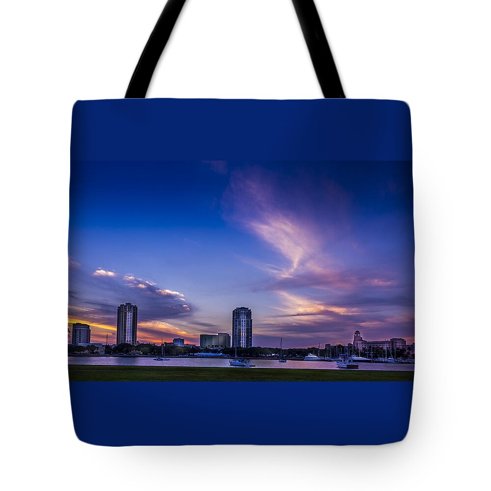St. Pete Tote Bag featuring the photograph St. Pete at Sunset by Marvin Spates