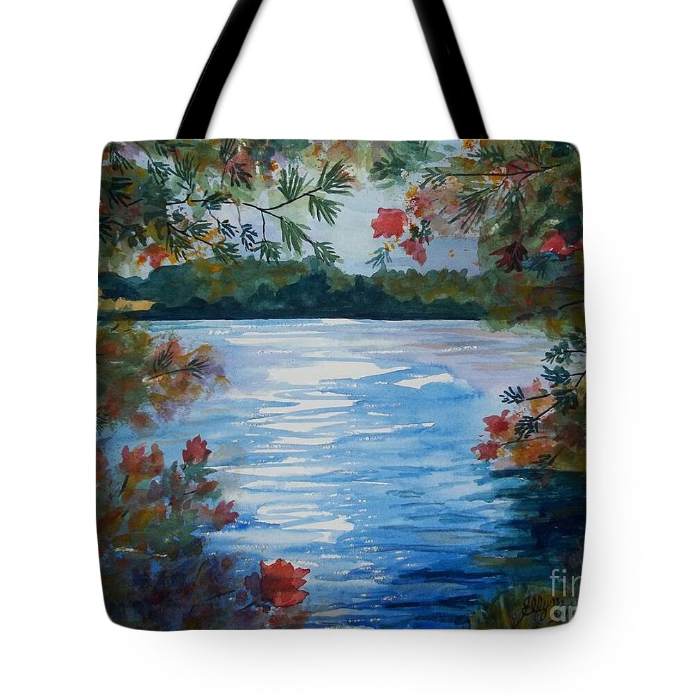 St Regis Lake Tote Bag featuring the painting St. Regis Lake by Ellen Levinson
