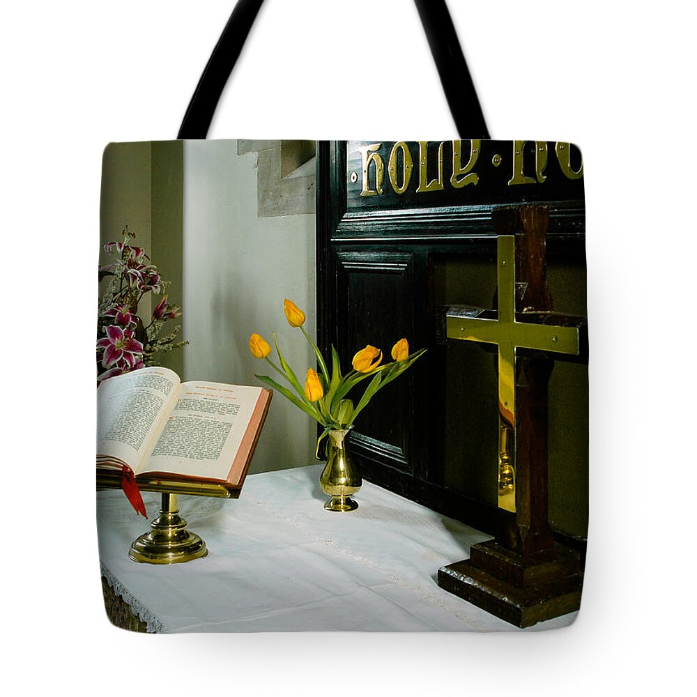 Aisle Tote Bag featuring the photograph St Swithuns Church by Mark Llewellyn