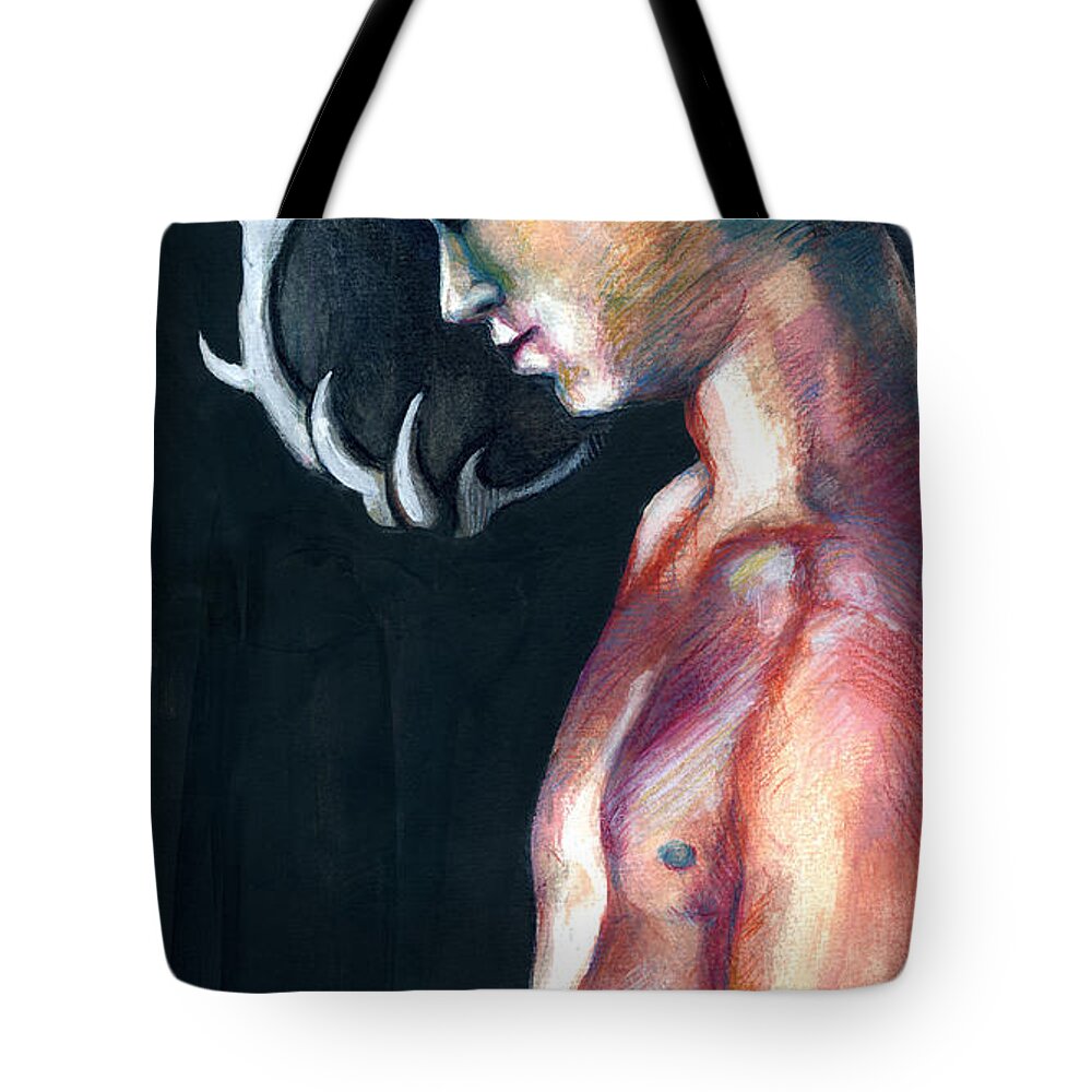 Nature Tote Bag featuring the painting Stag by Rene Capone