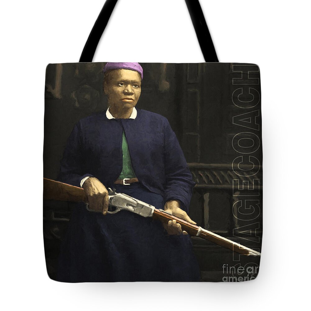 Stagecoach Mary Tote Bag featuring the photograph Stagecoach Mary Fields 20130518 square with text by Wingsdomain Art and Photography