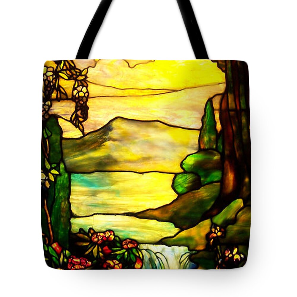 Tiffany Glass Tote Bag featuring the photograph Stained Landscape 2 by Donna Blackhall