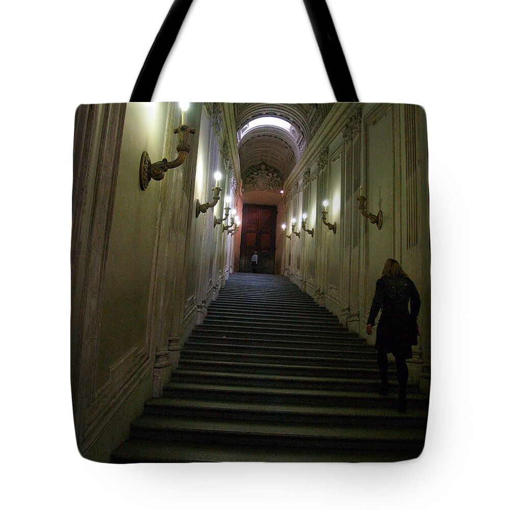 Stairway Tote Bag featuring the photograph Stairway by Robin Pedrero