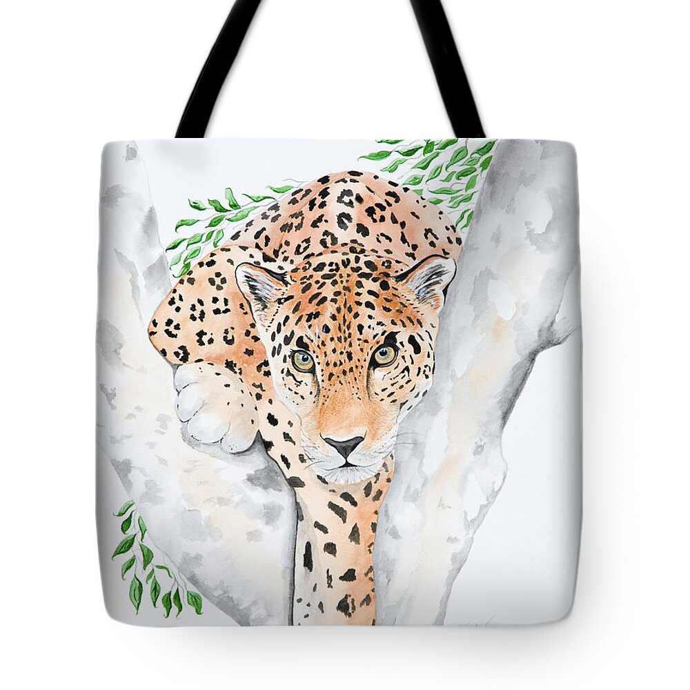 Joette Snyder Tote Bag featuring the painting Stalker in the Trees by Joette Snyder