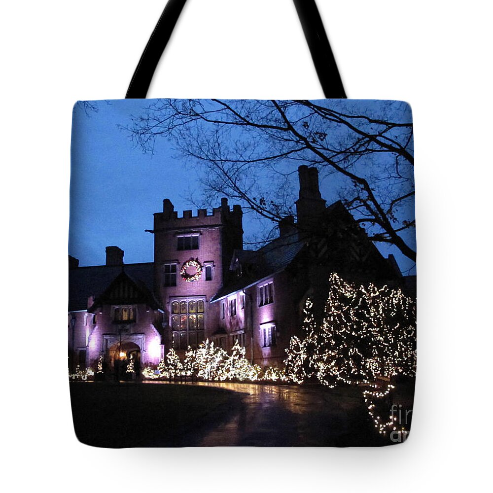 Stan Hywet Tote Bag featuring the photograph Stan Hywet Hall and Gardens Christmas by Joan Minchak