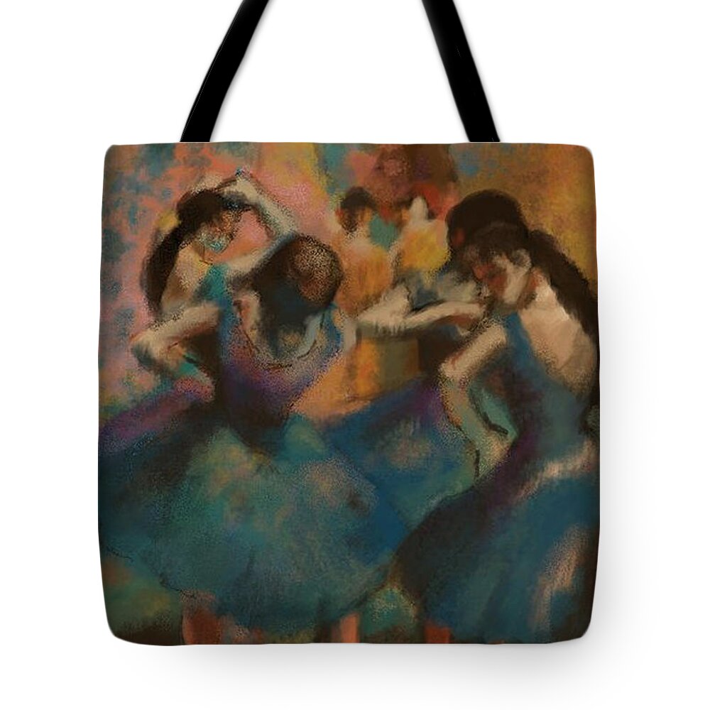 Degas Tote Bag featuring the digital art Standing Ballerinas by Lauren Heller