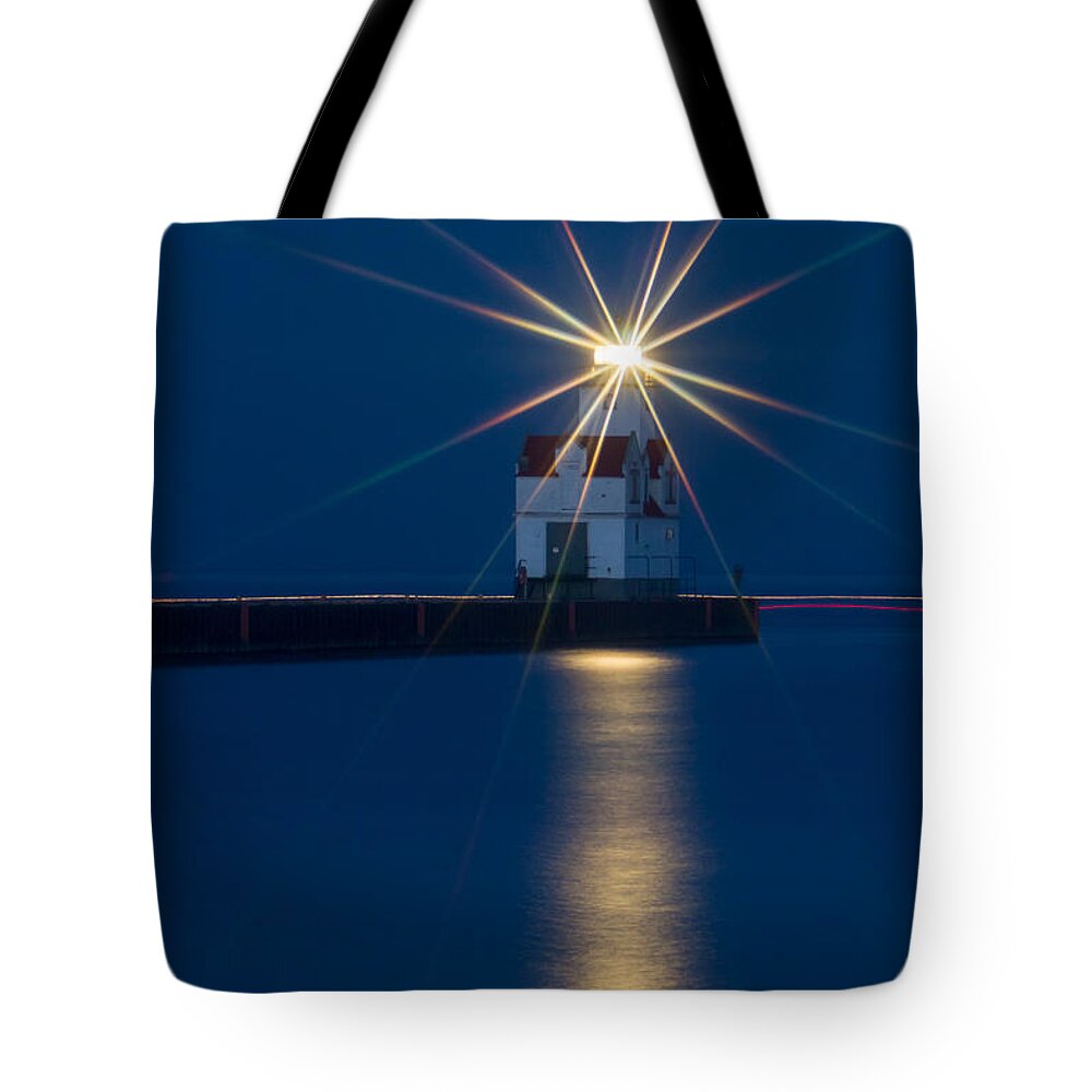 Lighthouse Tote Bag featuring the photograph Star Bright by Bill Pevlor