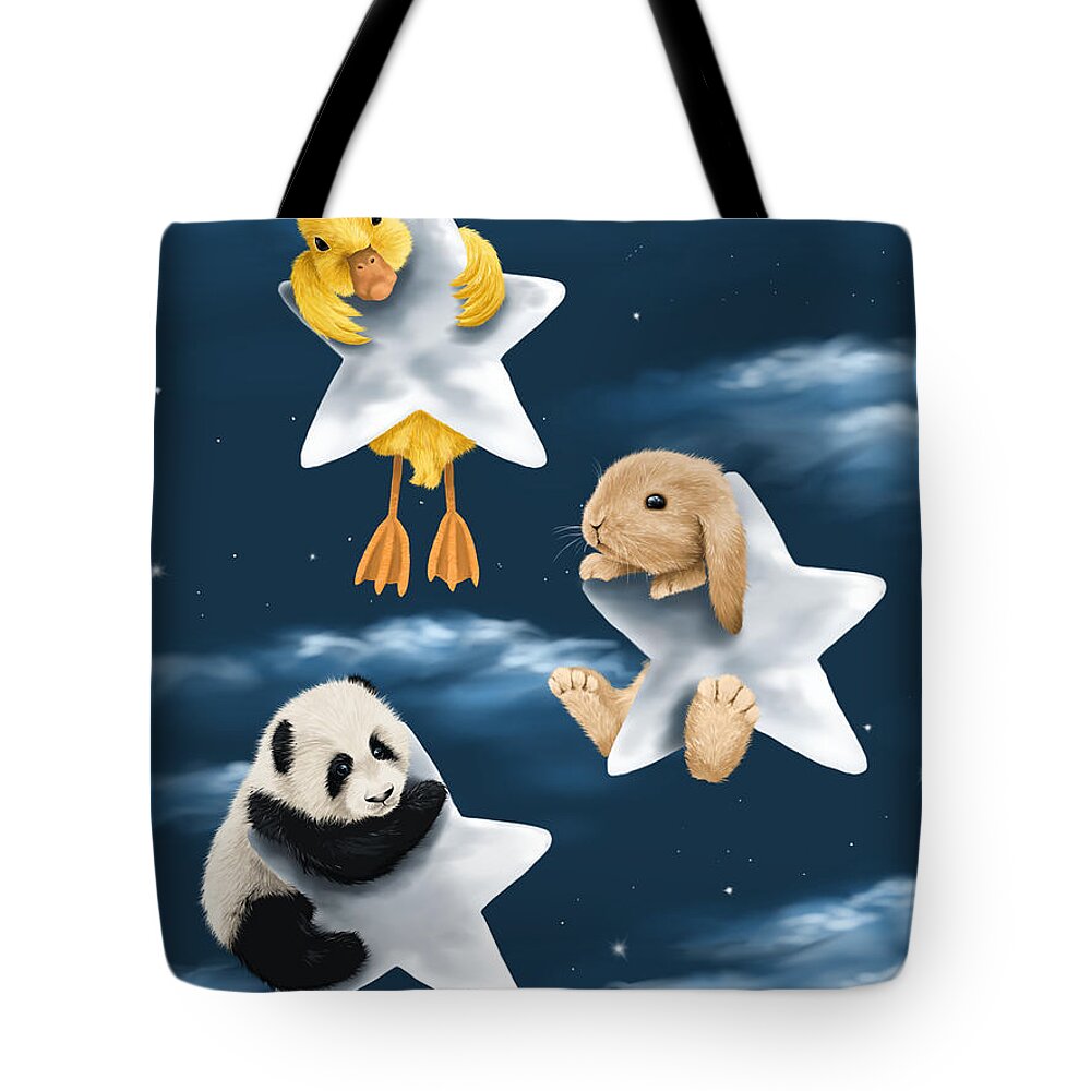 Animals Tote Bag featuring the painting Star games by Veronica Minozzi