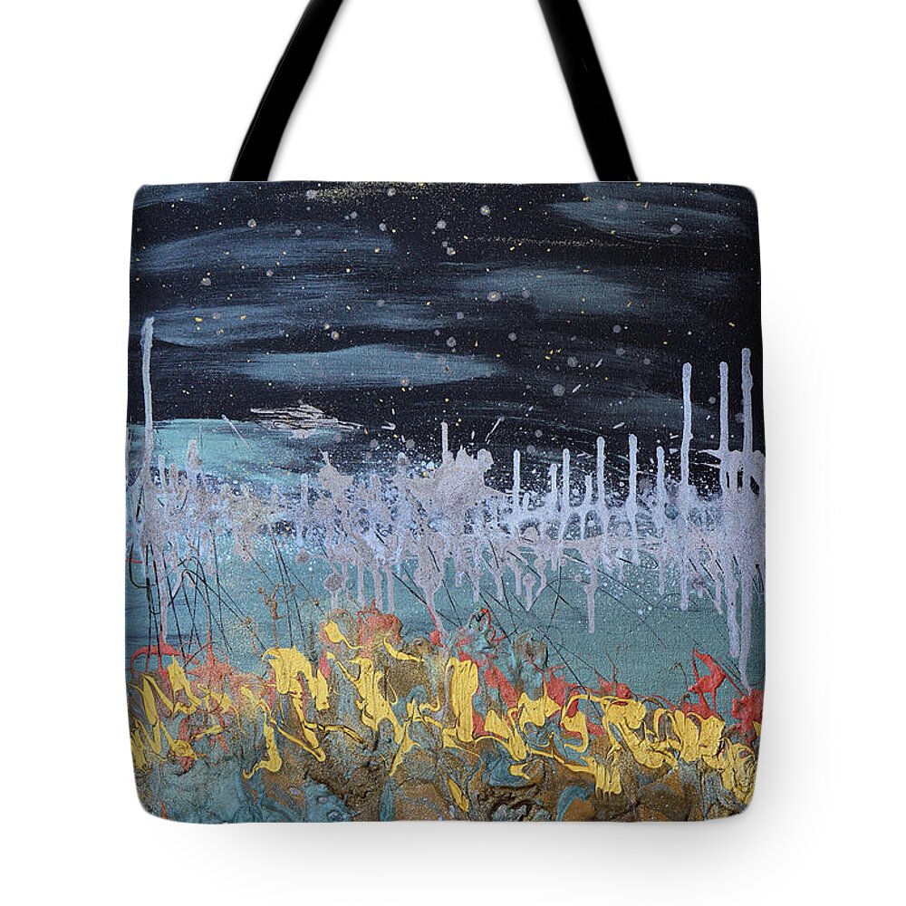 Bold Abstract Tote Bag featuring the painting Stardust by Donna Blackhall