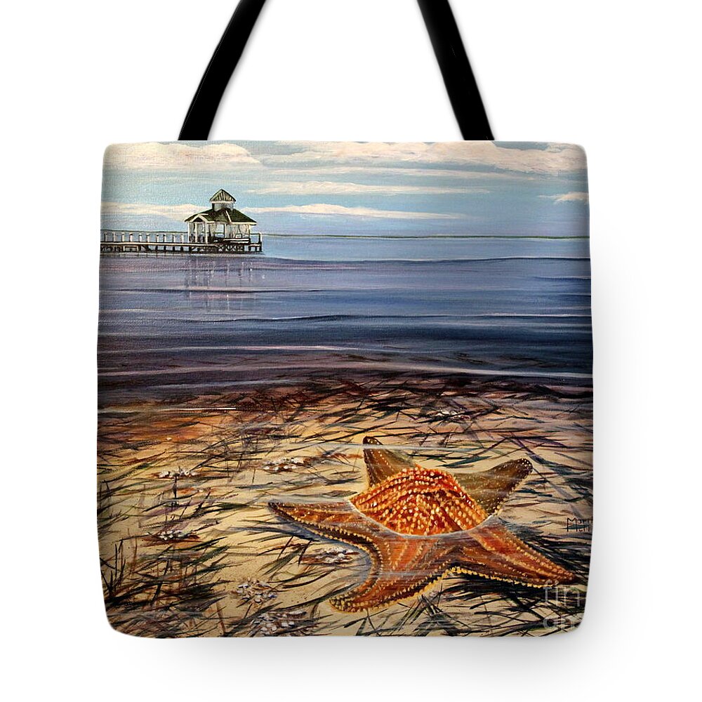 Cushion Starfish Tote Bag featuring the painting Starfish Drifting by Marilyn McNish