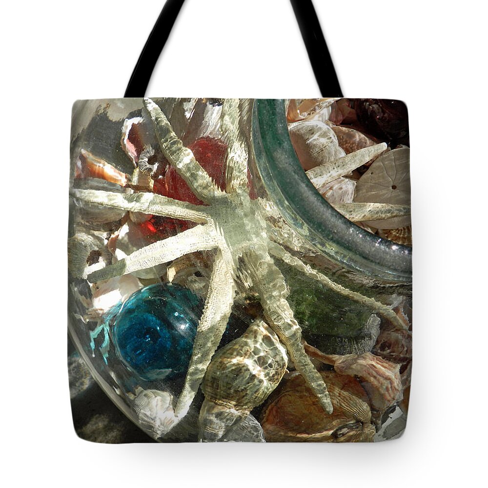 Seashore Tote Bag featuring the photograph Starfish in Jar by Deborah Ferree