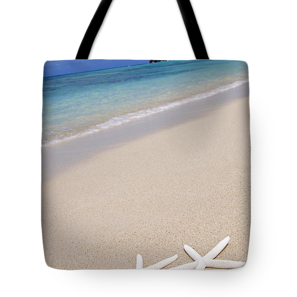 Beach Tote Bag featuring the photograph Starfish on Beach by Brandon Tabiolo
