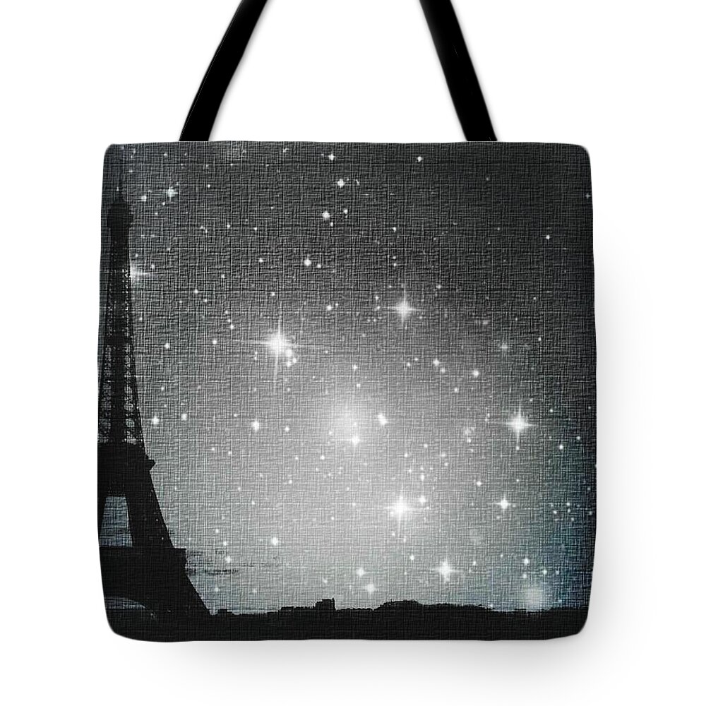 Paris Tote Bag featuring the photograph Starry Night in Paris - Eiffel Tower Photography by Marianna Mills