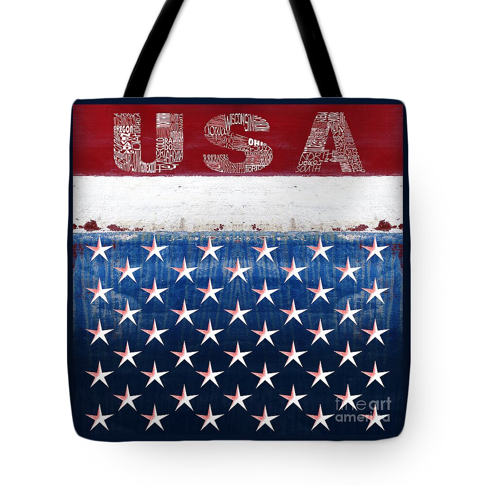 Usa Tote Bag featuring the digital art States Stars And Stripes 2 by Wendy Wilton