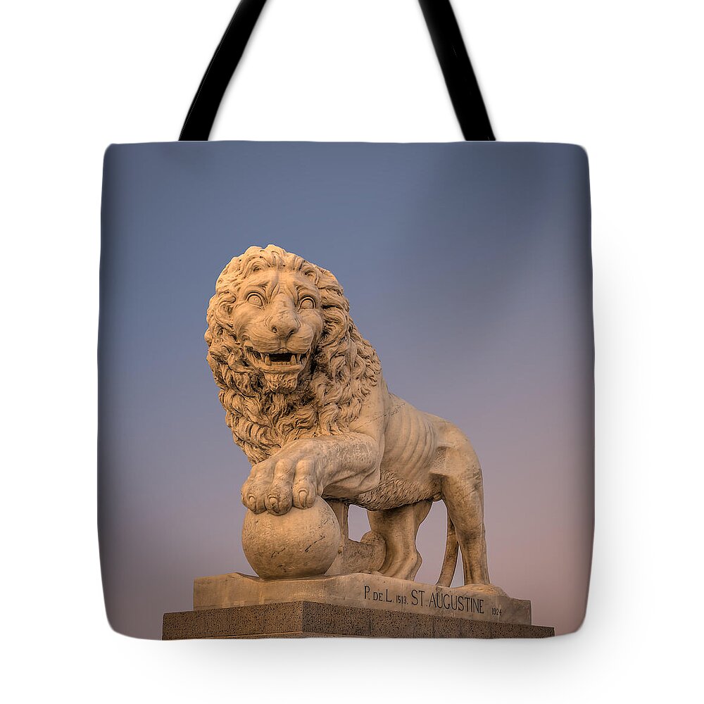 America Tote Bag featuring the photograph Statue at The Bridge of Lions by Traveler's Pics