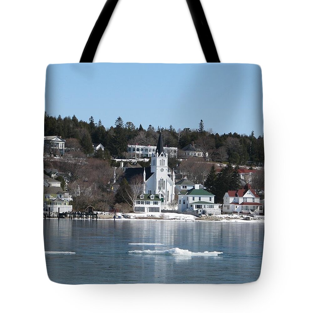 Mackinac Island Tote Bag featuring the photograph Ste. Anne's Catholic Church on Mackinac Island by Keith Stokes