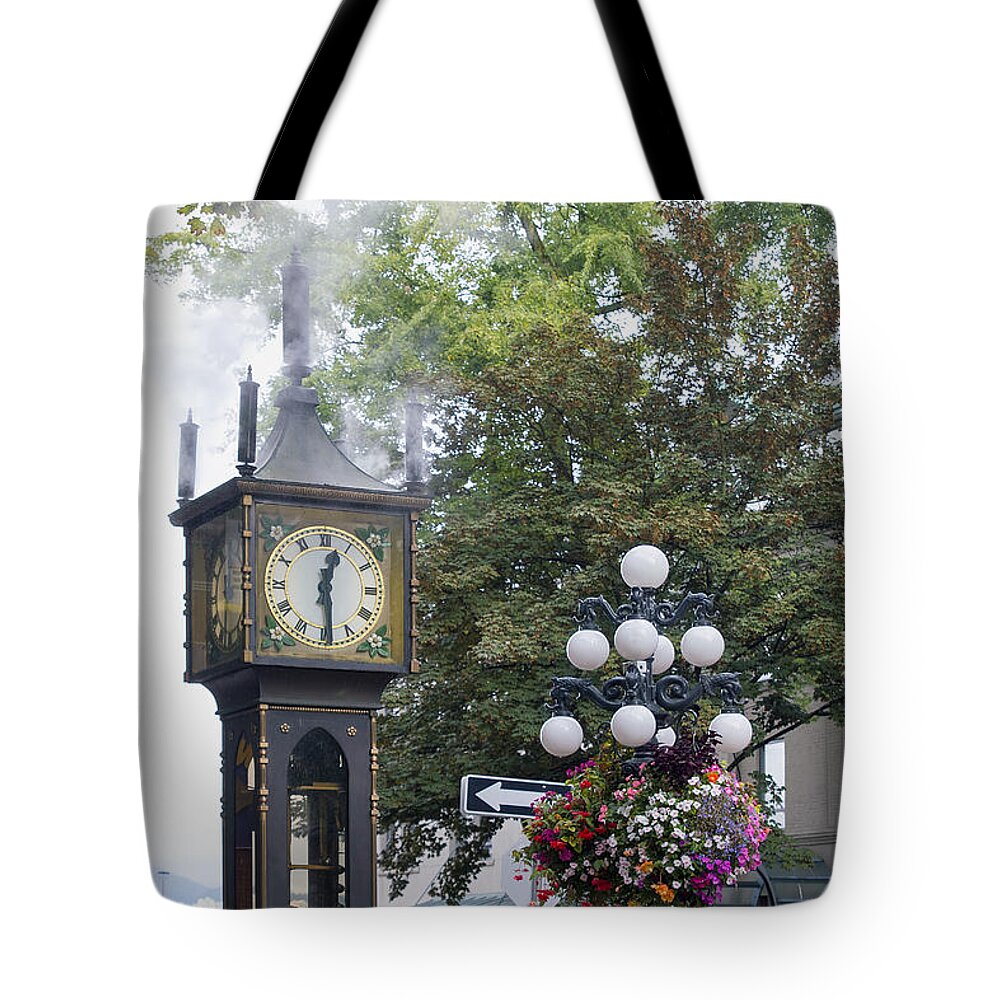 Steam Tote Bag featuring the photograph Steam Clock at Gastown in Vancouver BC by Jit Lim