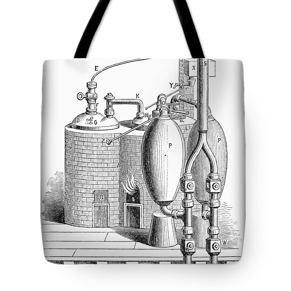1698 Tote Bag featuring the photograph Steam Engine, 1698 by Granger