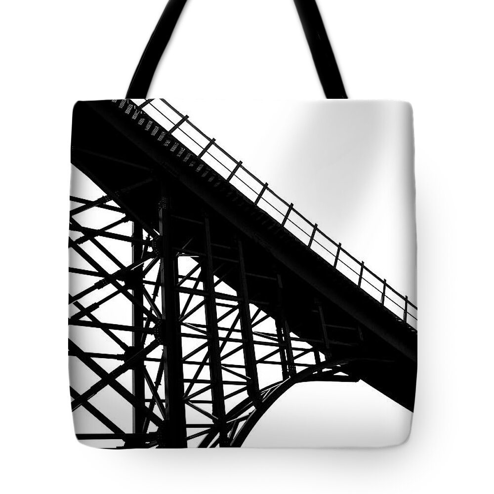 Empty Tote Bag featuring the photograph Steel Brige Silhouette by Okeyphotos