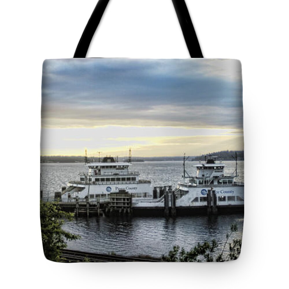 Ferry Tote Bag featuring the photograph Steilacoom Ferry by Ron Roberts