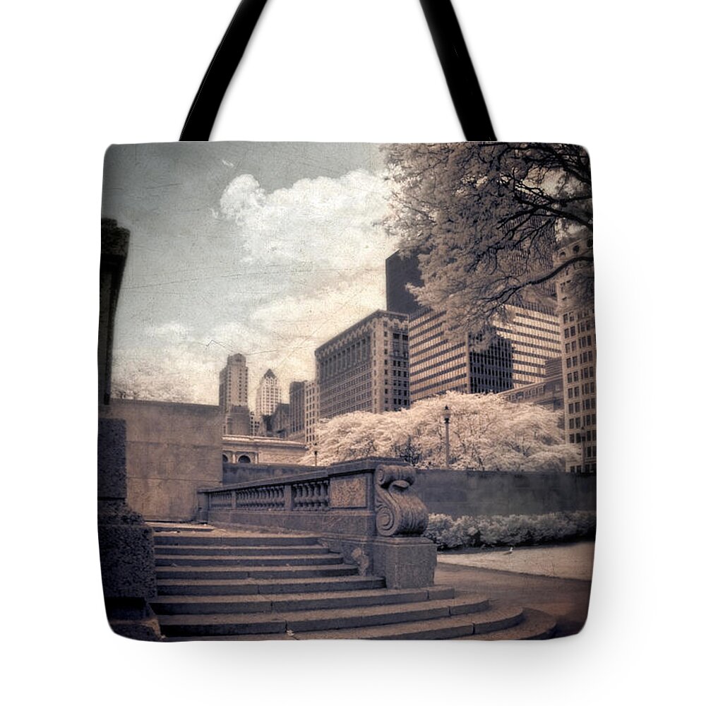 Steps Tote Bag featuring the photograph Steps in a City Park by Jill Battaglia
