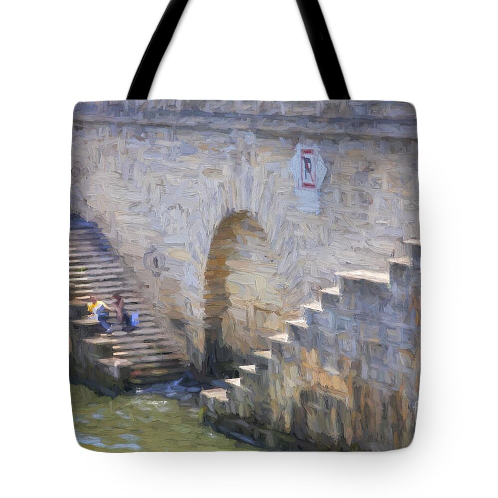Steps Tote Bag featuring the photograph Steps on Seine riverbank by Sheila Smart Fine Art Photography