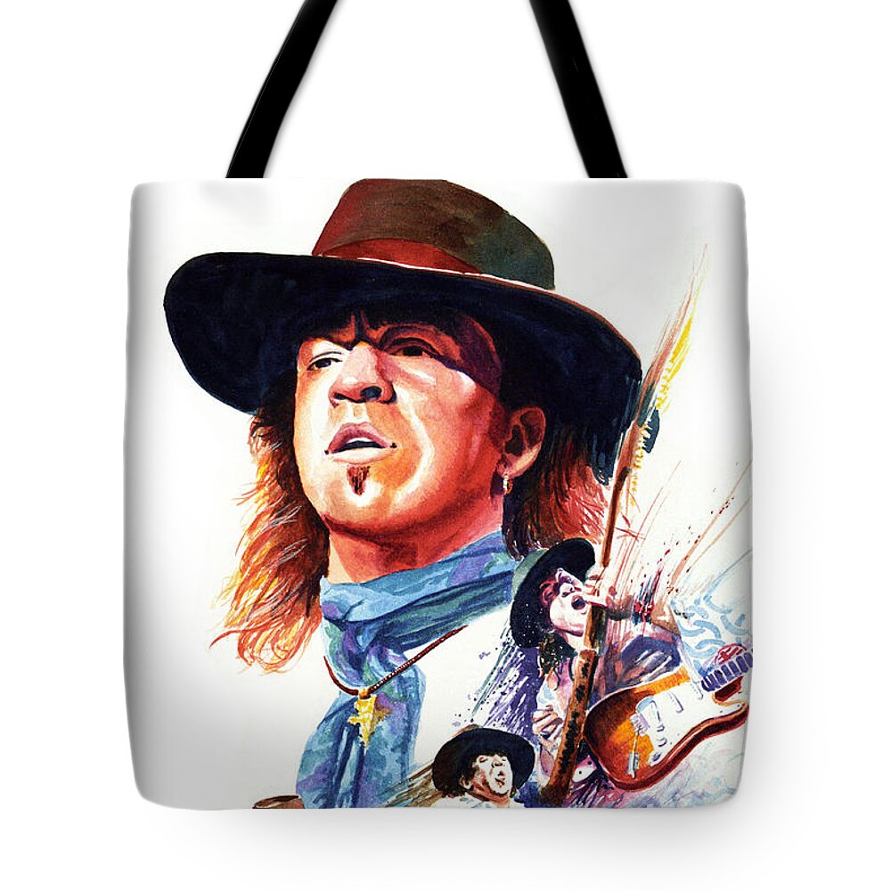 Guitarists Tote Bag featuring the painting Stevie Ray Vaughn by Ken Meyer jr