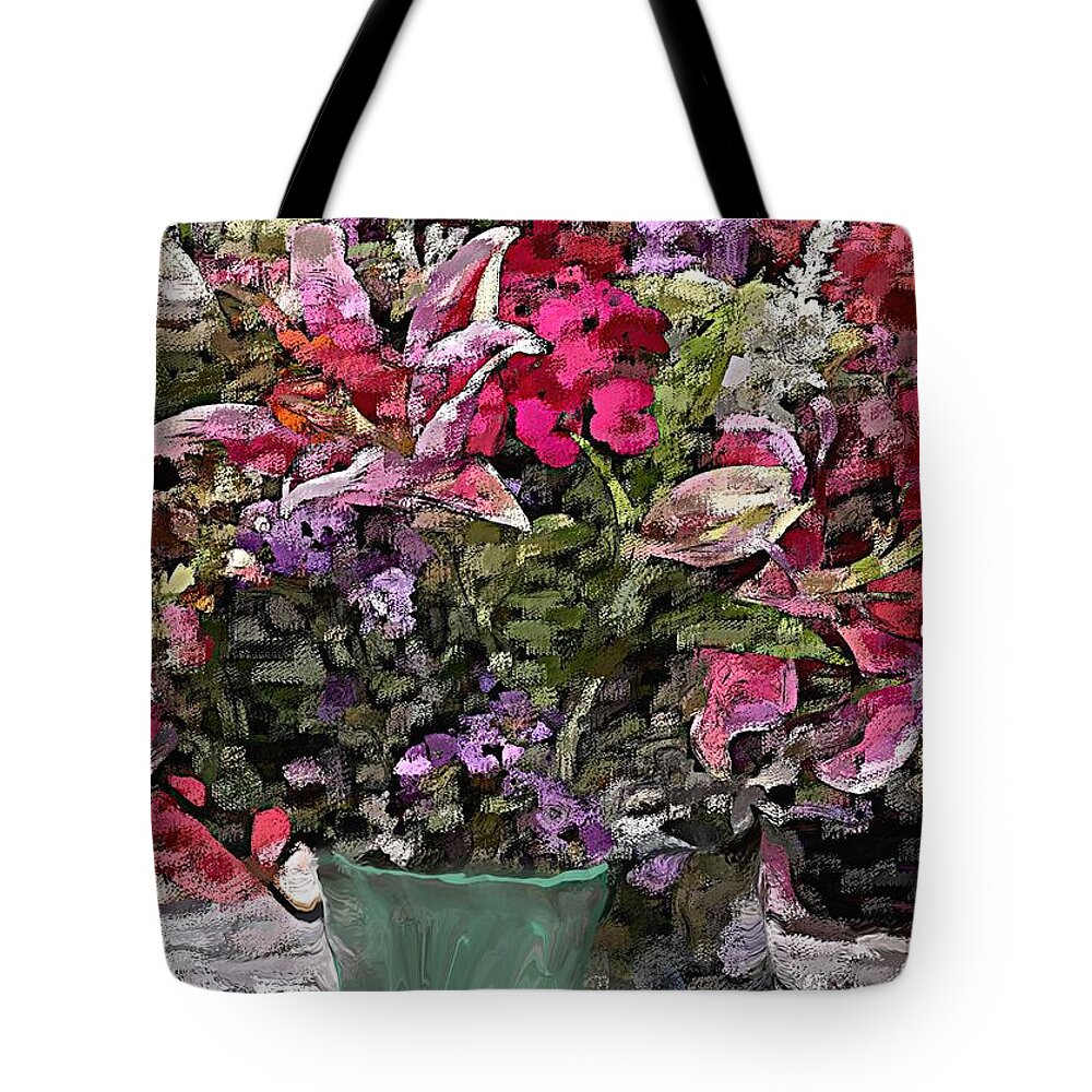 Fine Art Tote Bag featuring the digital art Still Life Floral by David Lane