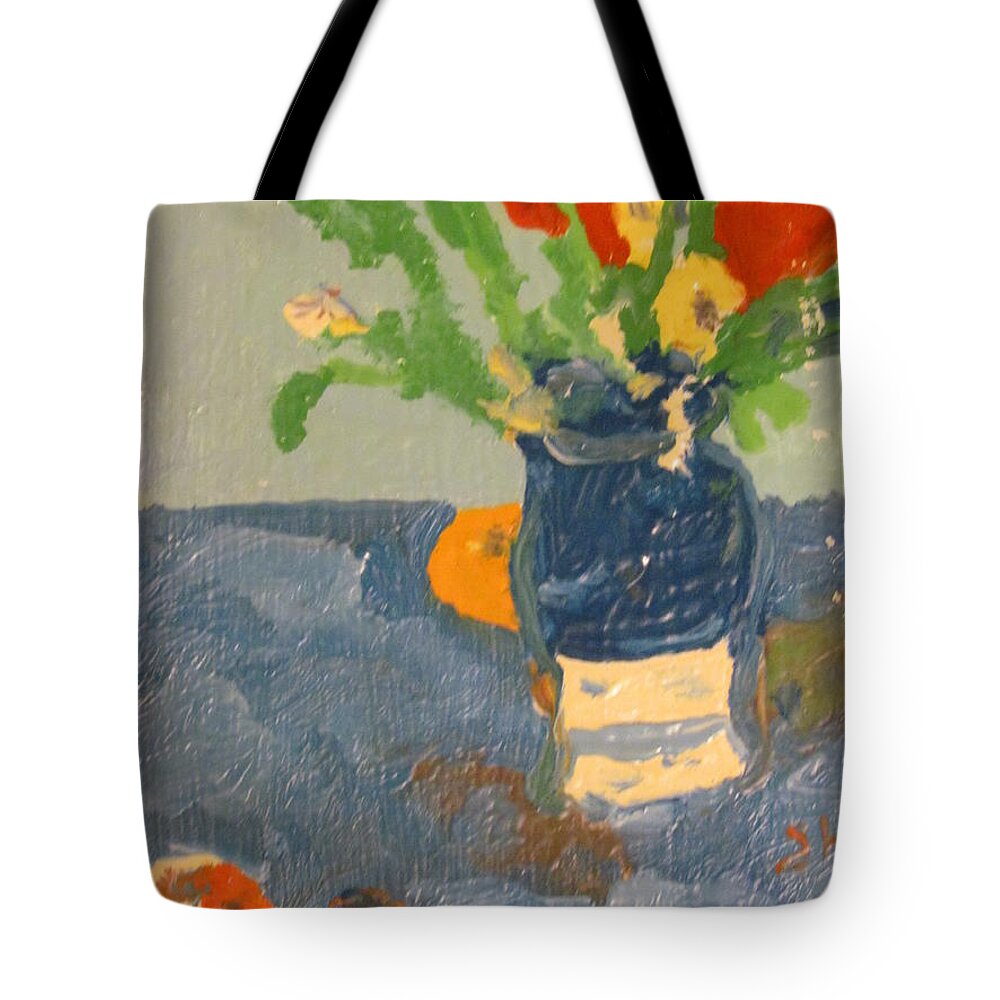 Flowers Tote Bag featuring the painting Still Life Flowers by Shea Holliman