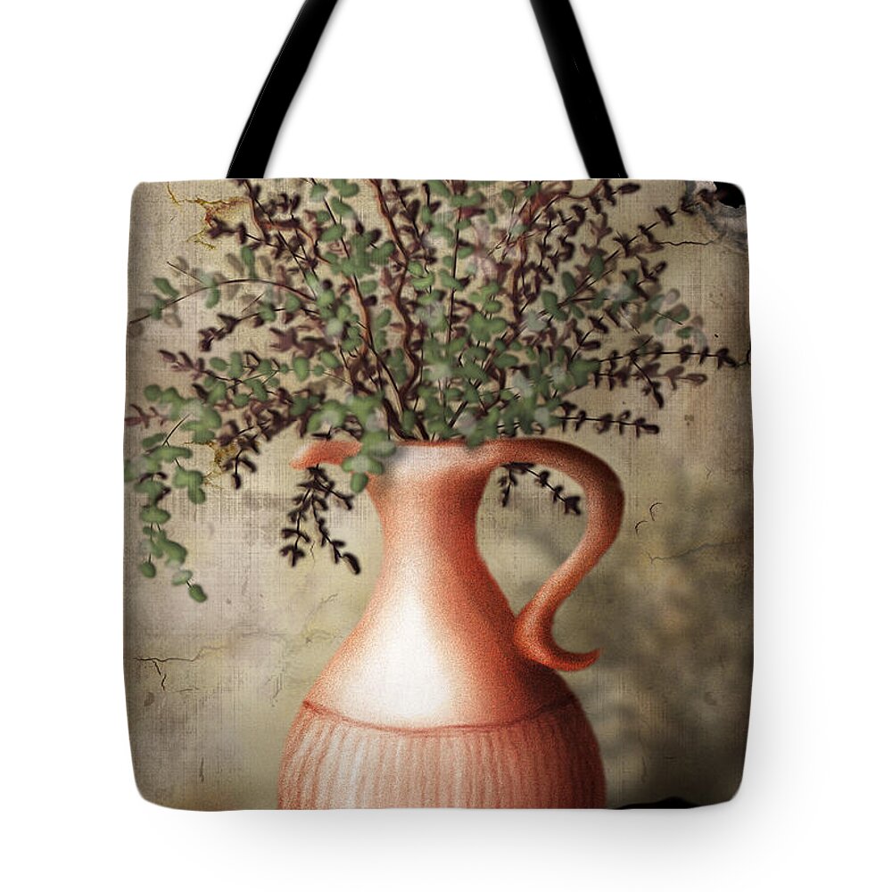 Pitcher Tote Bag featuring the digital art Still Life I by April Moen