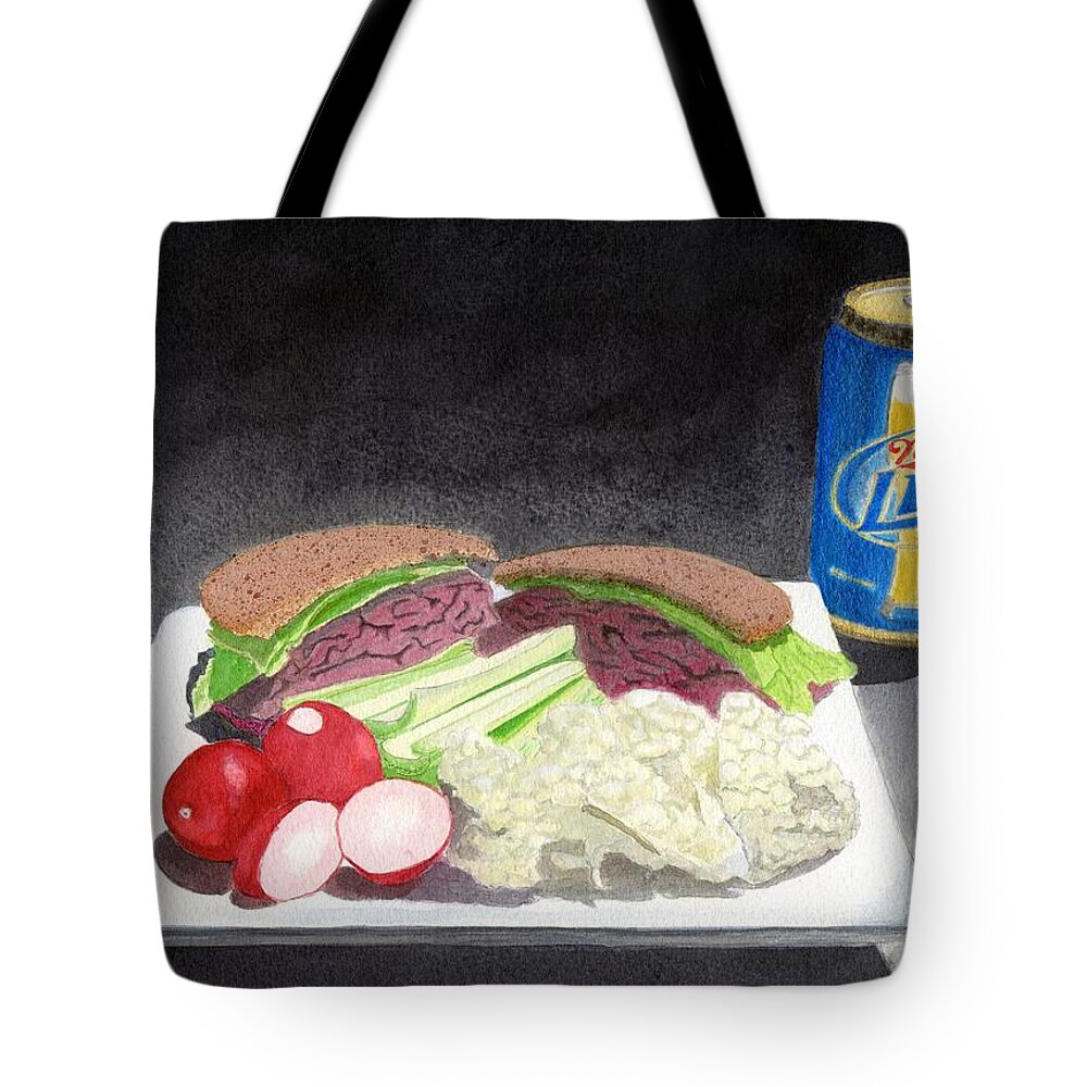 Still Life Tote Bag featuring the painting Still Life No. 7 - My Lunch by Mike Robles