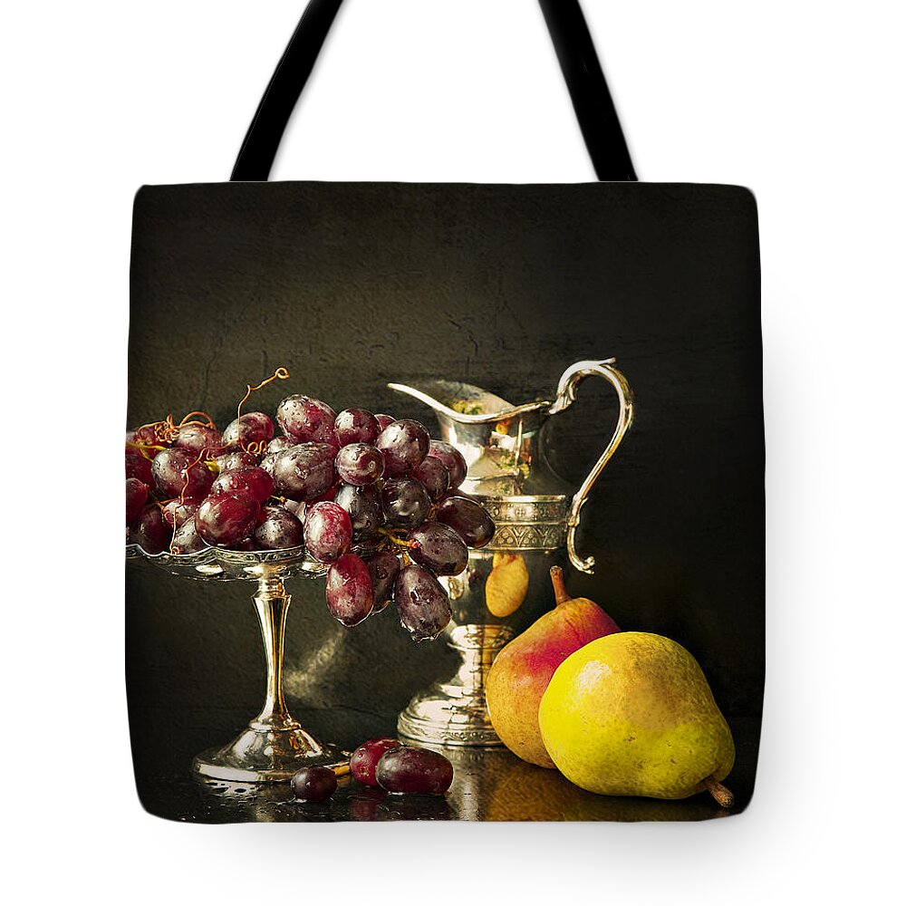 Chiaroscuro Tote Bag featuring the photograph Still Life With Fruit by Theresa Tahara