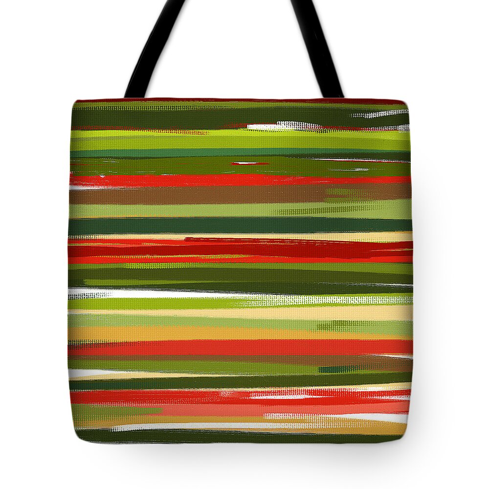 Red Tote Bag featuring the painting Stimulating Essence by Lourry Legarde