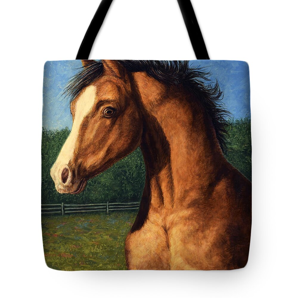 Horse Tote Bag featuring the painting Stir Crazy by James W Johnson