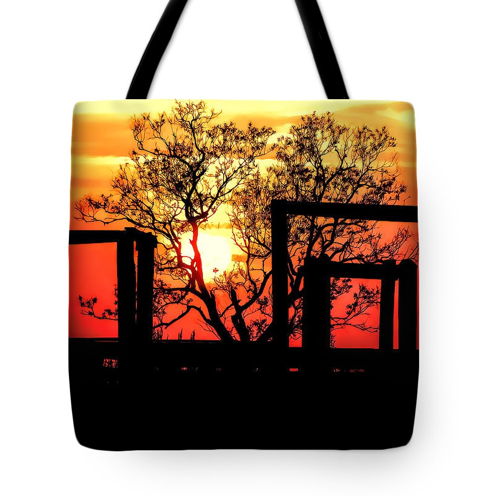Texas Photograph Tote Bag featuring the photograph Stockyard Sunset by Lucy VanSwearingen
